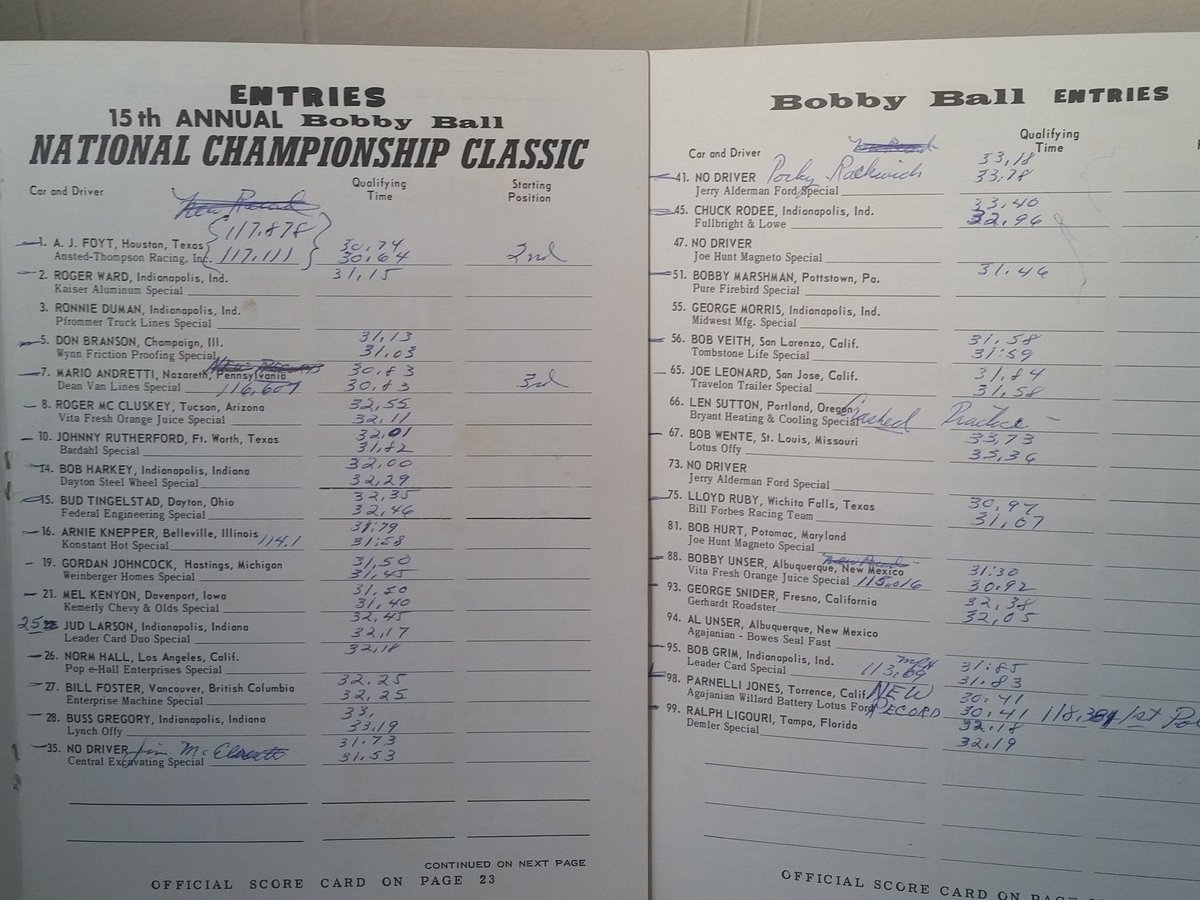 Larrys58thYrPIR's tweet photo. Nov.22,1964 We watched #LloydRuby No.75 Halibrand RE #Offy Win 🏆 the 2nd ever #IndyCar race held at the new Phoenix International Raceway *now @ISMRaceway
#ParnelliJones set fast time @ 30.41 118+mph
Little did I know I'd still be attending this joint for 54 yrs. *my program https://t.co/bMBNMom4Rm