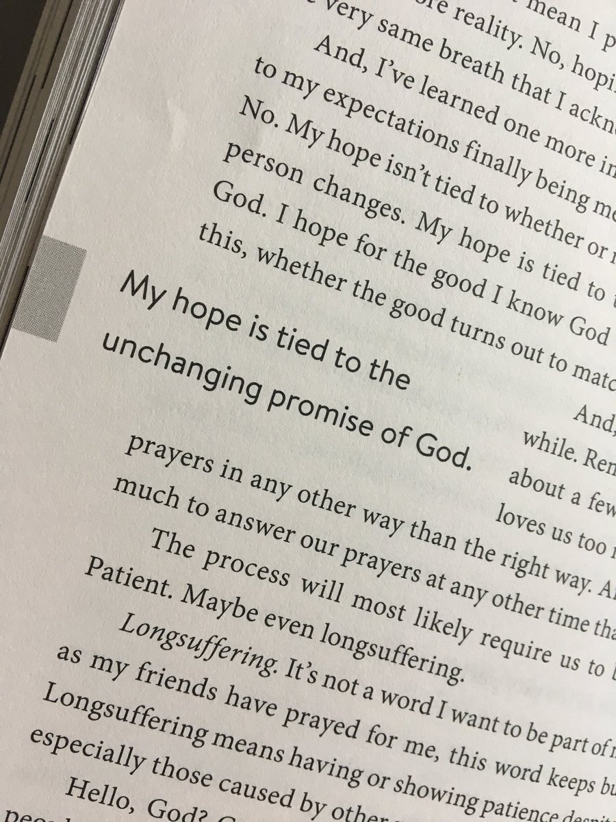 StaceyLeitch's tweet photo. “My hope isn’t tied to whether or not a circumstance or person changes. My hope is tied to the unchanging promise of God. I hope for the good I know God will ultimately bring from this, whether the good turns out to match my desires or not.” #amen #thankfulfortruth https://t.co/rRxOE6GTi2