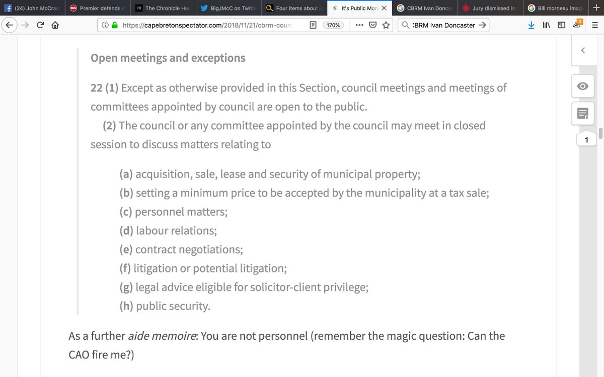 BigJMcC's tweet photo. 3) @CBRMGov Deputy Mayor Ivan Doncaster suggested council doesn’t need an “opinion,” it needs a “rule” or a “law.” Luckily, I happen to have one right here. Allow me to introduce Section 22 of the Municipal Government Act. #ChuckPorter #CBRM @NSLiberal @NSNDP @nspc @InfoMorningCB https://t.co/c6oslFIwRe