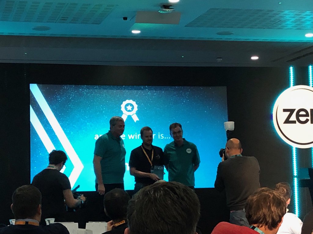 KJLGroup's tweet photo. We are extremely proud to accept the Zen award for Solution Partner of the Year for the second year in a row! We want to thank the whole team and everyone involved in making our partnership such a huge success. #ZenAPE18 #Zen #Winners #awards https://t.co/TqxO2BcCjR