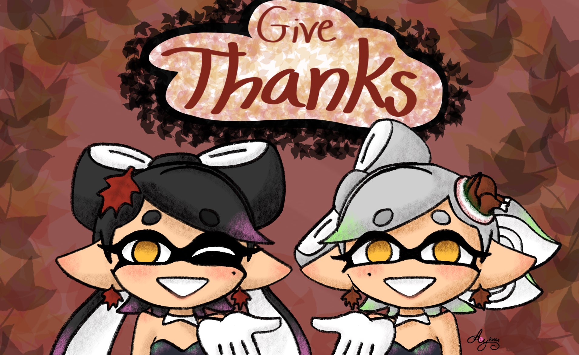🌺Amyroser 💔🇮🇹 On Twitter: "🍁 Give Thanks 🍁 🍁I Hope Everyone Has A  Great Thanksgiving/Day! 🍁 #Nintendo #Splatoon2 #Splatoon #Fanart  #Squidsisters #Callieandmarie #Digitalart #Thanksgiving2018  Https://T.co/Xqz3Hif7Lx" / Twitter