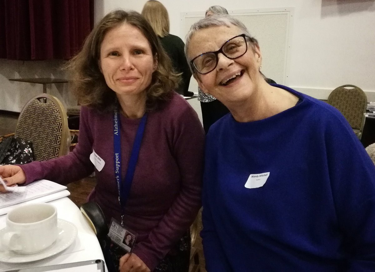 BeyondDementia_'s tweet photo. The wonderful @WendyPMitchell with "my PA for the day", @AlzheimersSupp Pam Ollis.
We refilled Wendy's cup with @YorkshireTea after the photo! #SWDemCare https://t.co/wJBvGtJkop