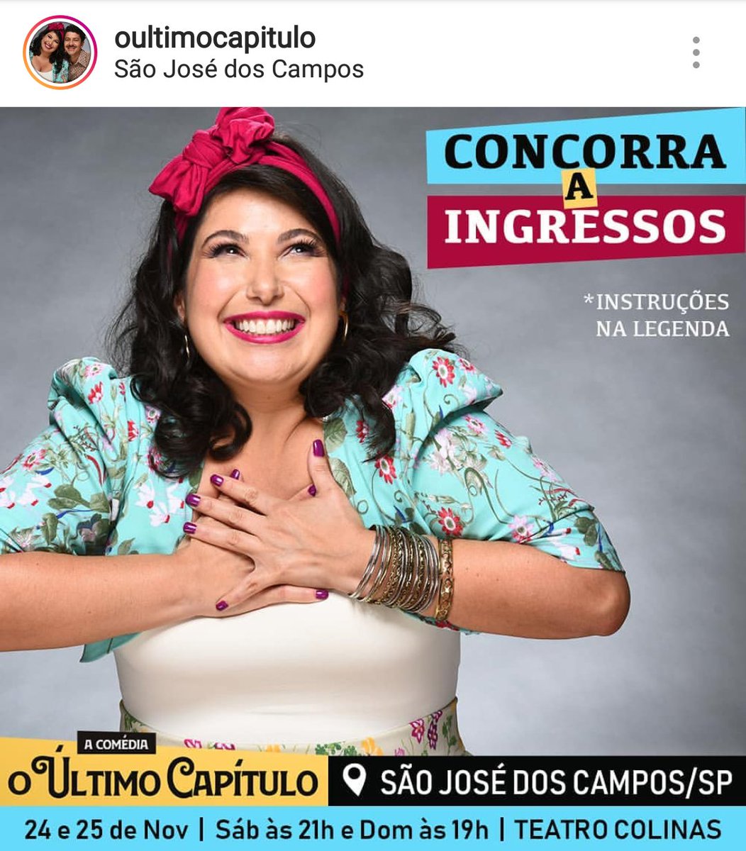 Ingressos grátis para <a href="/oultimocapitulo/">O Último Capítulo 📻📺</a> em #SaoJoseDosCampos ! Acesse e concorra: instagram.com/p/BqfF3_IFVAZ/…