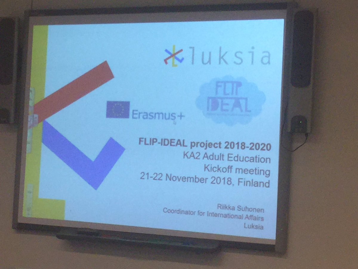 marianne_seppa's tweet photo. #flipideal-project started with two hectic days in Finland #luksia. Talk about the basic skills and flipped learning. #ErasmusPlus https://t.co/u5pAKexCtt