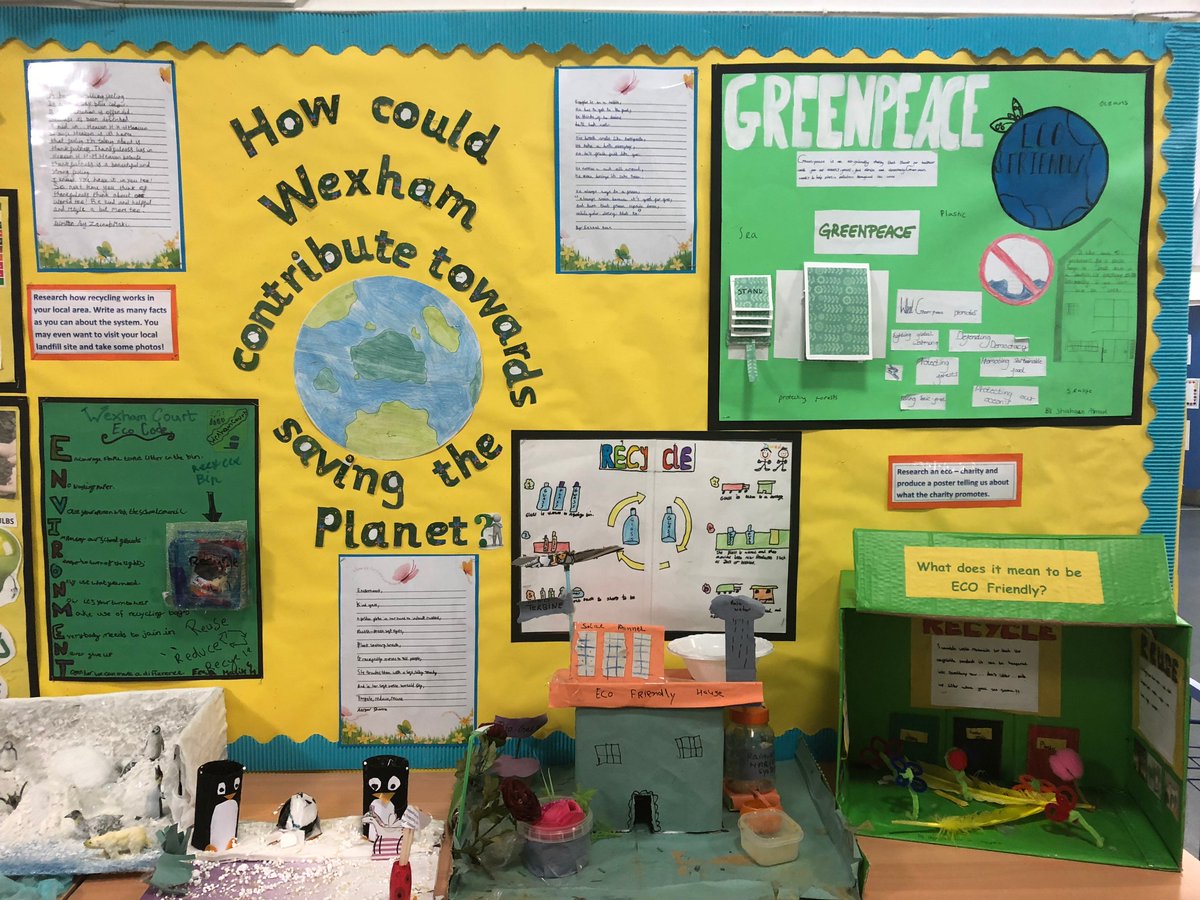 WexhamPS's tweet image. Year 4 are looking at &apos;How could Wexham contribute towards saving the planet?&apos; - the children have worked so hard on their displays! #enquirycurriculum #challenginglearning @M3hatN