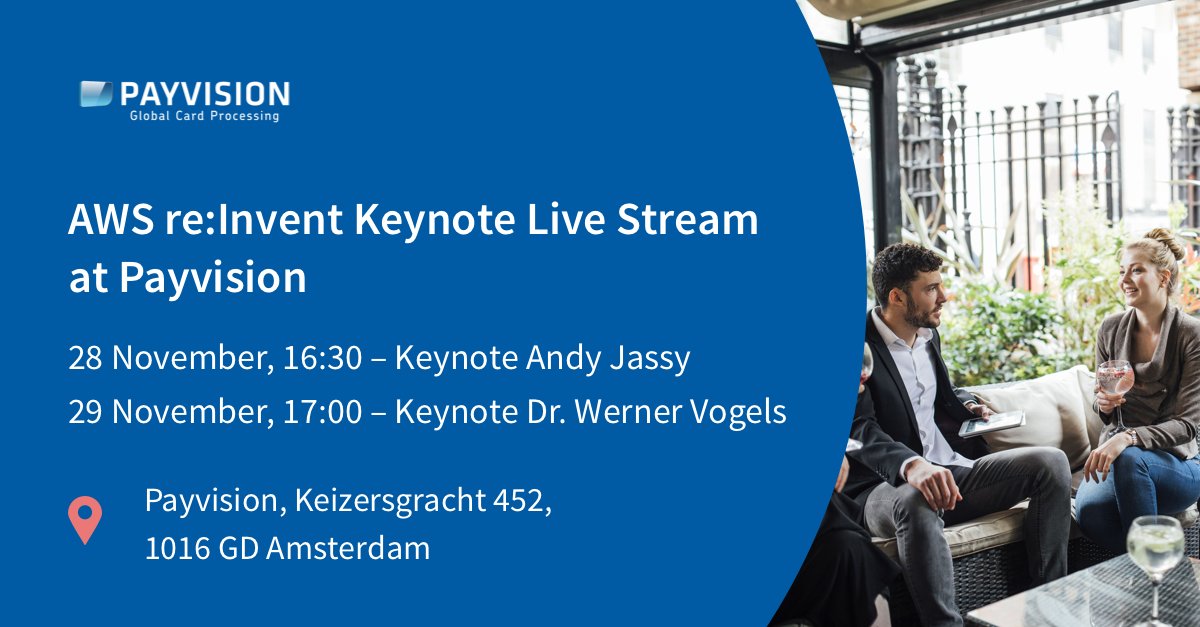 Bummed you’re in Amsterdam during AWS Vegas? Then join us at <a href="/payvision/">Payvision</a>’s HQ to watch it live w/pizza and drinks. Be quick to RSVP here to grab your spot – seats are limited bit.ly/2zWNSIb &amp; bit.ly/2K6oYdO
#developers #aws