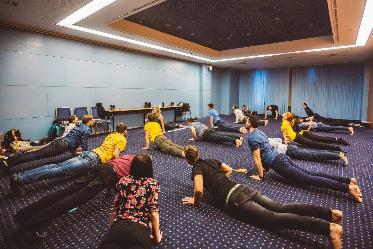 update_conf's tweet photo. Is your back better after #yoga time with Šárka Poláková? (Instagram @pragueyogagirl) Now it's time for @matthewwarren, @evanwijk and @amolenk. 

#updateconference #yogatime https://t.co/bzVF2bbxEf