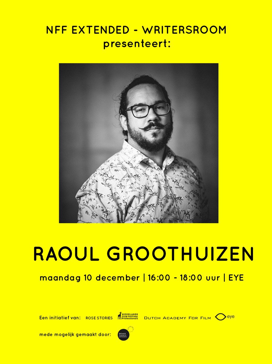 Wij stellen aan jullie voor: Raoul Groothuizen! Op 10 december zal Raoul zijn verhaal 'Krokodilwachter' presenteren. Benieuwd naar zijn concept? Schrijf je in om verzekerd te zijn van een plek in de zaal via deze link: bit.ly/writersroomaan…