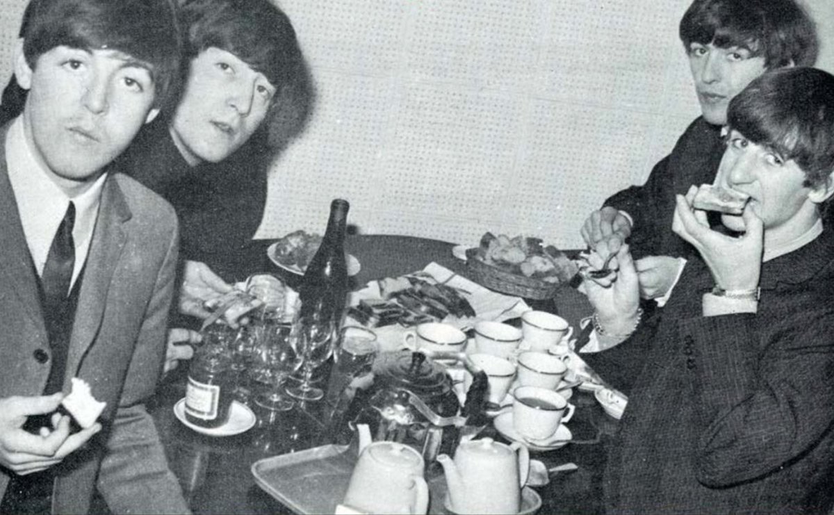 BertHabets's tweet photo. When @thebeatles visited the radio studios at @RTLFrance in Paris back in the early days of their career, they didn’t like the French sausage and wine. So they asked for traditional English afternoon tea – very British. #TBT #RTLHistory https://t.co/NfvR0wt57p