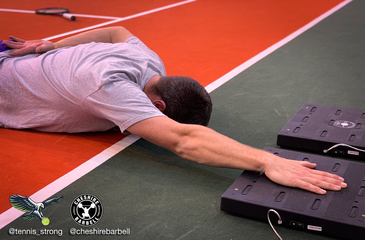 Performing the ASH test with <a href="/k_skupski/">Ken Skupski</a> to identify asymmetry and force transfer of the shoulder girdle in various long lever positions 

#tennis #TennisStrong #injuryprevention <a href="/performbetteruk/">Perform Better</a> <a href="/forcedecks/">ForceDecks</a> <a href="/DLLSpeke/">David Lloyd Speke</a>