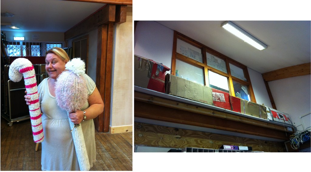 Steph getting ready for the St Ann's #Christmas switch-on. Get down to <a href="/st_advice/">St Ann’s Advice Centre</a> on Monday 3rd December! How many Christmas trees does one person need? 🎄🎄🎄🎄🎄🎄