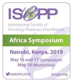 ISOPPorg's tweet photo. Save the Date: Africa Regional Oncology Pharmacy Symposium 2019 (AROPS 2019)

ISOPP’s first ever Africa Regional Oncology Pharmacy Symposium (AROPS 2019) is taking place May 16-17, 2019 at The Nairobi Hospital Convention Centre in Nairobi. #AROPS2019
https://t.co/CyD206uDQS https://t.co/TDZJzJ0XPt
