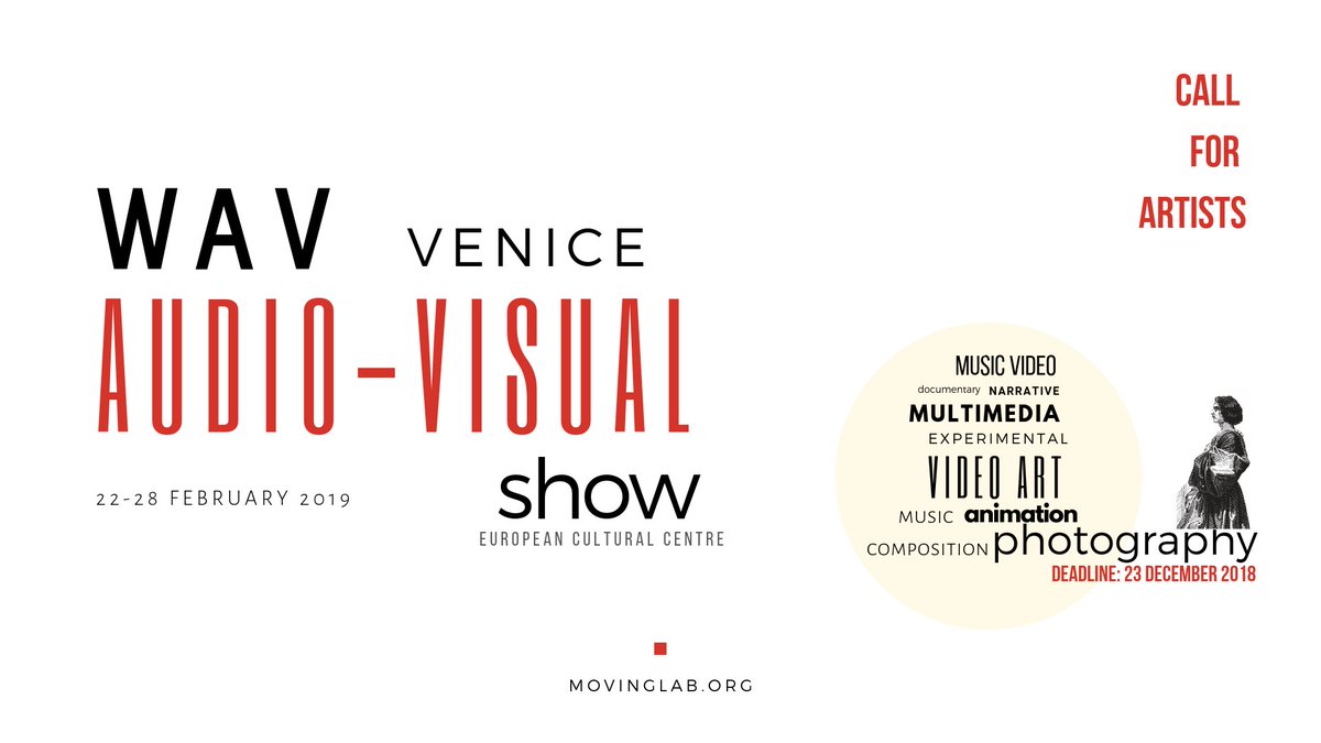 radiocafoscari's tweet photo. Sei un musicista? Un fotografo? Un videomaker?
Il progetto #MovingLab sta cercando persone come te per due nuove mostre a #Venezia.
I bandi sono aperti!
Info su https://t.co/9rTgmCIifo
#fotografia #video #arte #musica https://t.co/4LDLdzNpuA