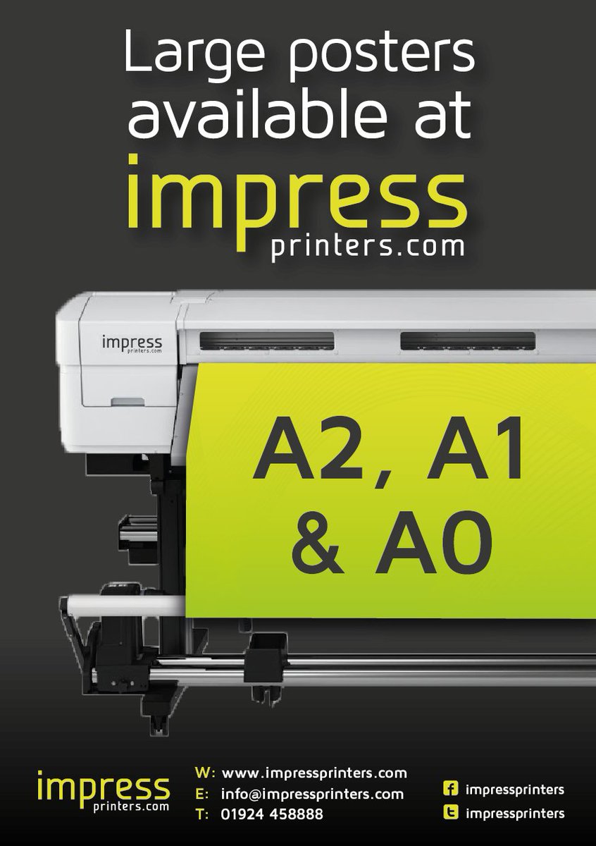 Do you need a large poster printing? Call us on 01924 458888 or email us at info@impressprinters.com

#poster #posters #A2poster #A1poster #A0poster #business #printing #productivity #design #startup #success #print #batley #dewsbury  #leeds