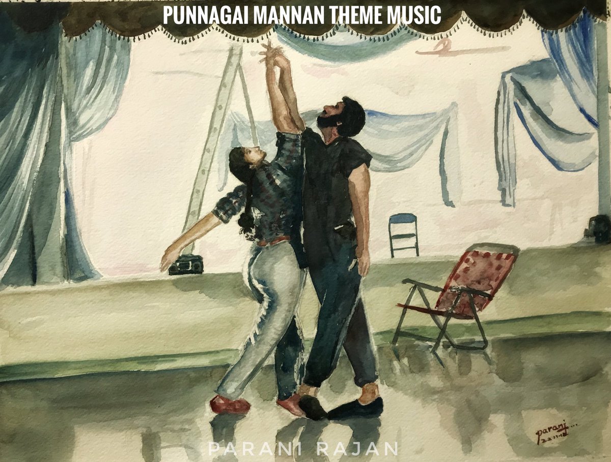punnagai Mannan (dance master) theme music #watercolour in A3  #rajasongsinwatercolour  #rajasongs  #paranisketchbook  #paranisketch  #raja