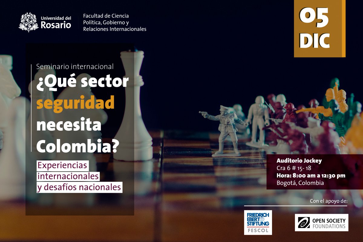 PoliticaUR's tweet photo. Se acerca el Seminario Internacional ¿Qué sector seguridad necesita Colombia? Este 5/DIC hablaremos con expertos internacionales que aportarán al debate público sobre las necesidades actuales y futuras en materia de seguridad. Te esperamos. Inscríbete: https://t.co/pgxcv9Ht4R https://t.co/Z9HJUMZfrL