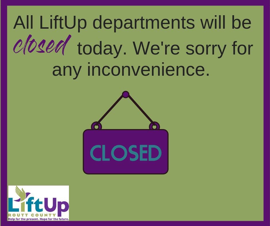 LiftUprc's tweet photo. All of our departments will be closed today, November 22nd.
Friday, November 23rd our Thrift Store ONLY will be open. 
Thank you!
Happy Thanksgiving! https://t.co/3uyyRKf4Fd
