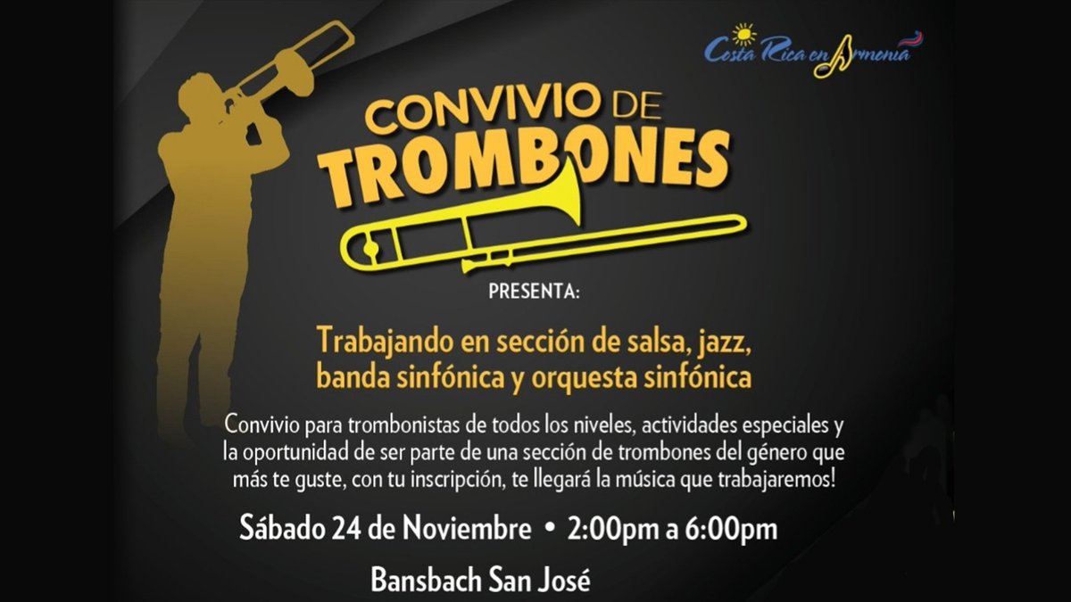 Semillas de Bronce nos presenta el II Convivio de Trombones 2018 el próximo sábado 24 de noviembre. #FeedBackCR.
bit.ly/2S2CK3U