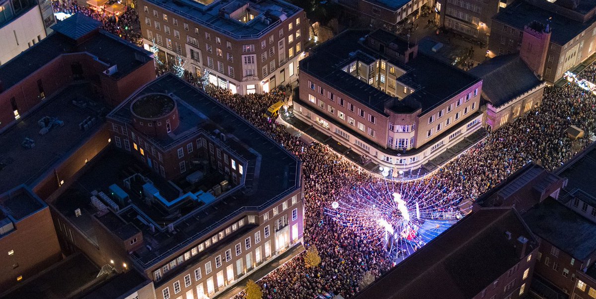 exeterchamber's tweet photo. An exceptional number of people attended the @tweetinexeter Christmas light switch on spectacular on Sunday marking the beginning of the festive shopping season in the city >> https://t.co/leLhmGaPzl #exeter #christmas #christmasinexeter https://t.co/EuMwZQadrn