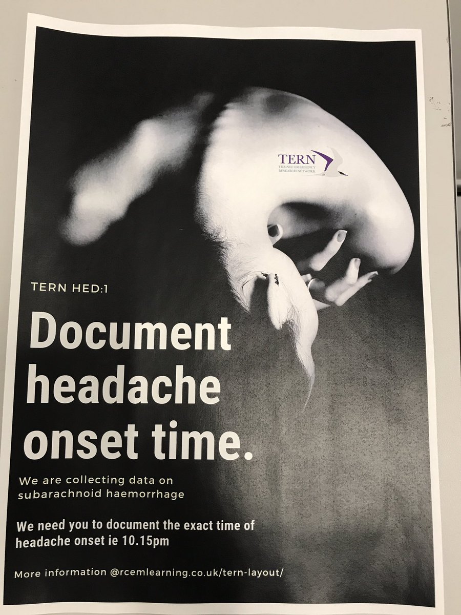 ternfellow's tweet image. Printing our TERN HED:1 information posters in time for data collection ... have you printed yours? 
#EMResearch #subarachnoid 
HM