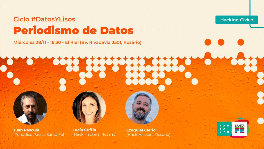 Nos sumamos al ciclo #DatosYLisos 📊🍻 de @santalab_ar para charlar sobre periodismo de datos y el universo que hay en torno a los contenidos y proyectos que surgen del trabajo con datos. ¡Todxs invitados!
🗓️El 28/11 a las 18:30 en <a href="/barelriel/">El Riel</a> 
¿Se suman? 👉bit.ly/DatosyLisosRos