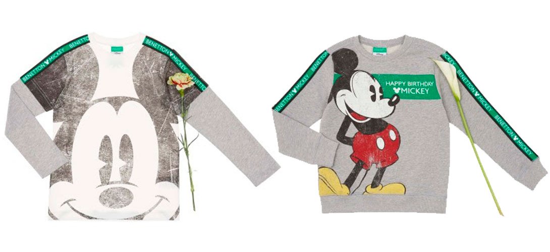 AthenaMex's tweet photo. Mickey Mouse está de cumpleaños. 90 añitos no son pocos y podemos celebrar con él gracias a estas prendas que sacó @BenettonMexico https://t.co/sOVhtsUM7w