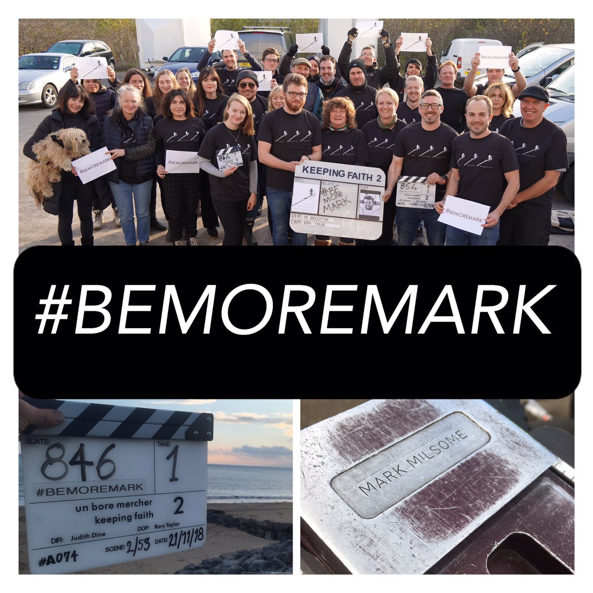 clatterowls's tweet photo. The cast and crew of Keeping Faith 2 remembering Mark Milsome and supporting the Mark Milsome Foundation for black T-shirt week. #BEMOREMARK #themarkmilsomefoundation 
#blacktshirtweek
#KeepingFaith2 https://t.co/gUIdHR53QQ