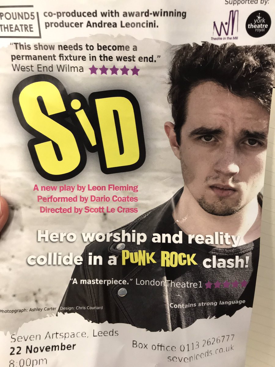 Saw <a href="/SidThePlay/">Sid</a> 2nite <a href="/seven_arts/">Seven</a>
thought it the performance was incredibly commanding &amp; written with a real authenticity. It was gripping funny &amp; venerable -last chance to see this return run <a href="/YorkTheatre/">York Theatre Royal</a> 2morro