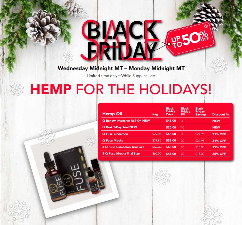 Hempy Thanksgiving! Q Sciences Hemp Oil is 31% off this weekend! Get your full spectrum CBD at a great price! Click view more to see all the savings. While supplies last! secure.myqsciences.com/#/Qfuse/Order?… … #HappyThanksgiving #CBD #HempOil #Thankful
