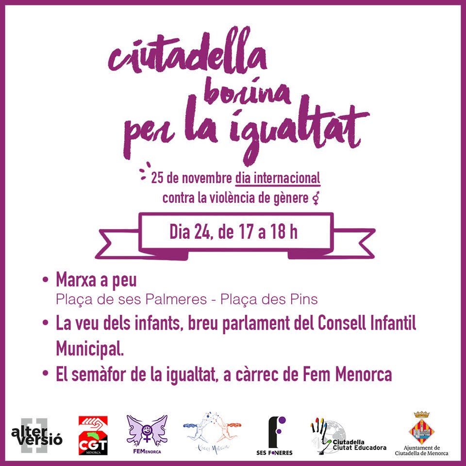 FEMenorca's tweet photo. Dissabte dia 24 serem a Ciutadella juntament amb altres col•lectius per demostrar que ja esteim fartes de violència masclista i d’opressió. Farem borinar Ciutadella✊🏼Animau-vos a venir! https://t.co/vjfqRkwUe1