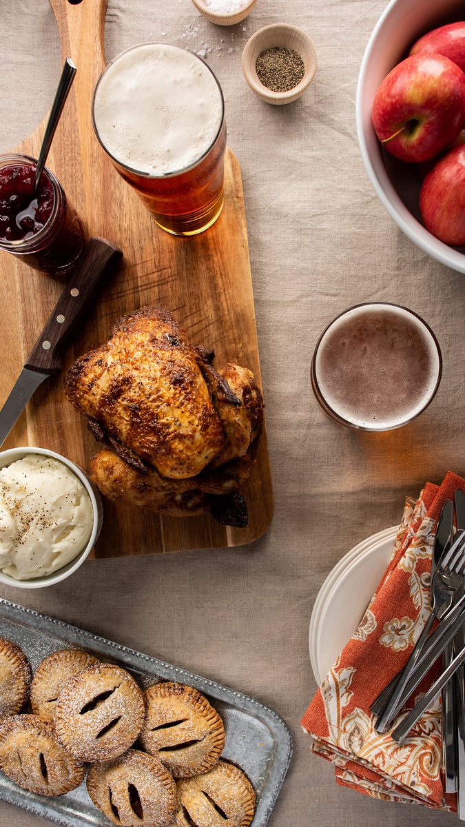 Thanksgiving spread made complete by brewery-fresh craft beers. What are you making for Thanksgiving dinner?