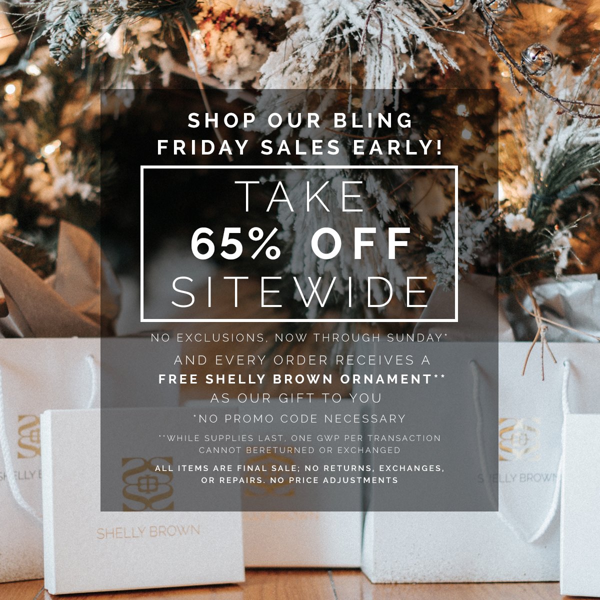 shellybrown's tweet photo. Shop our early Bling Friday sale! Take 65% off SITEWIDE &amp; receive a free SB Christmas Ornament!* https://t.co/FgsqY4abN2 https://t.co/oRI32kWnB8