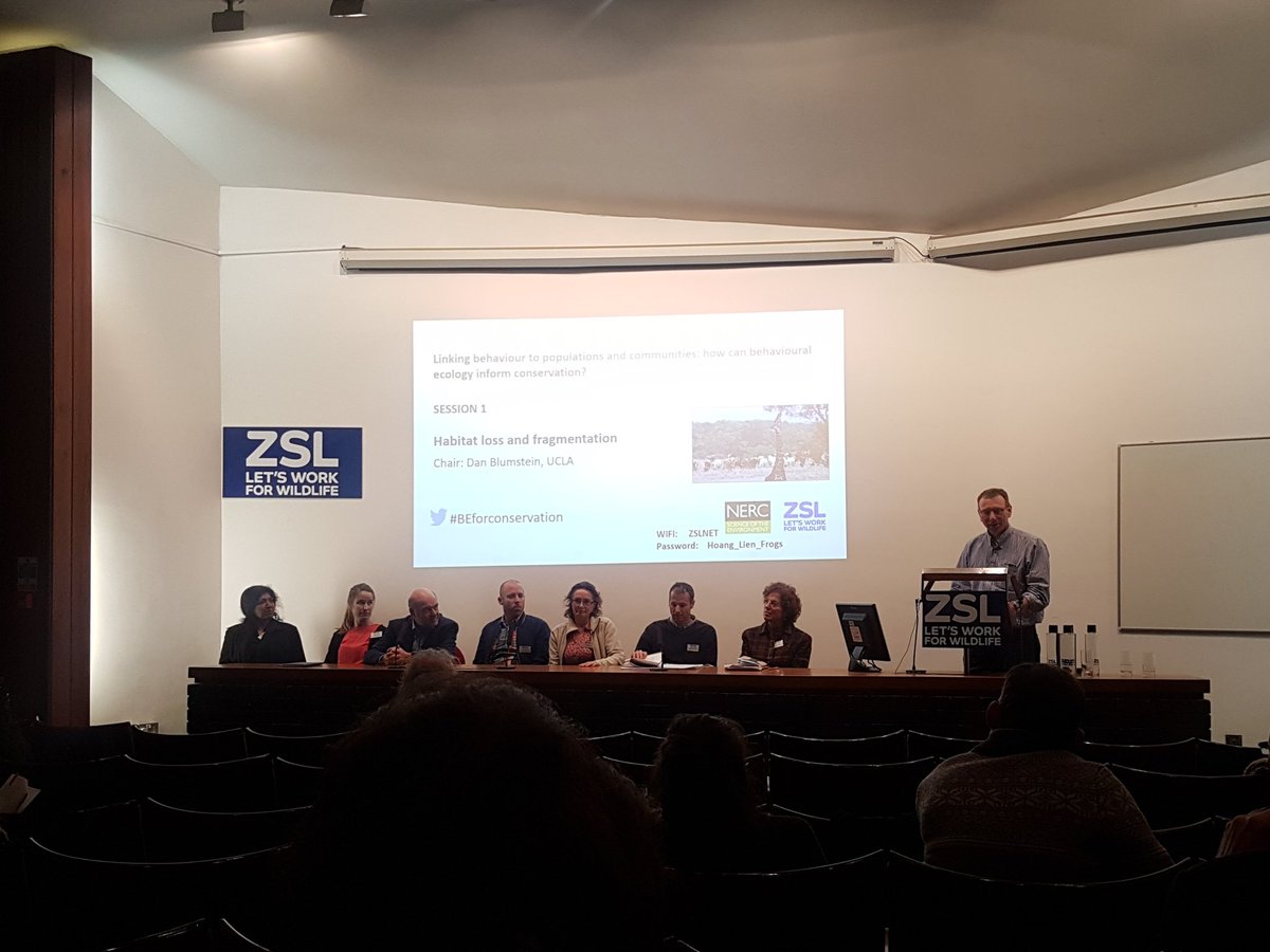 So many great talks today on applying behavioural research to conservation! Having a great time at #zsl meeting lots of researchers in my field. #BEforconservation