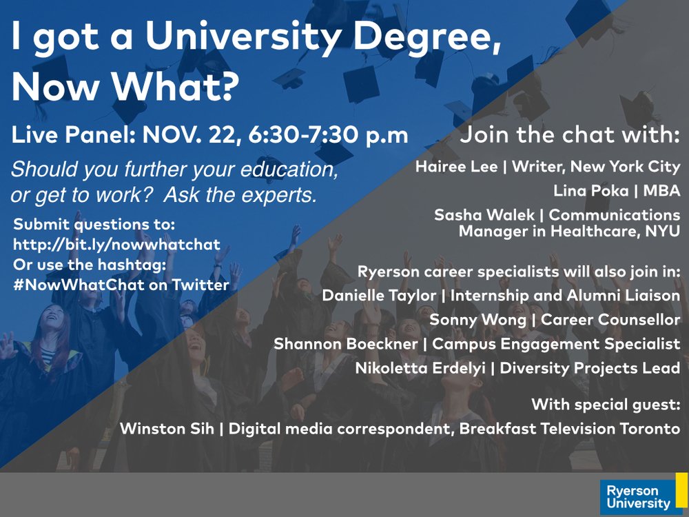 SubashSundarTO's tweet photo. #NowWhatChat is happening tonight with our special guests @hairee_lee @WinstonSih. Get your questions ready!!! #StudentLife #Degree #Careers https://t.co/BZGj7sMuSY