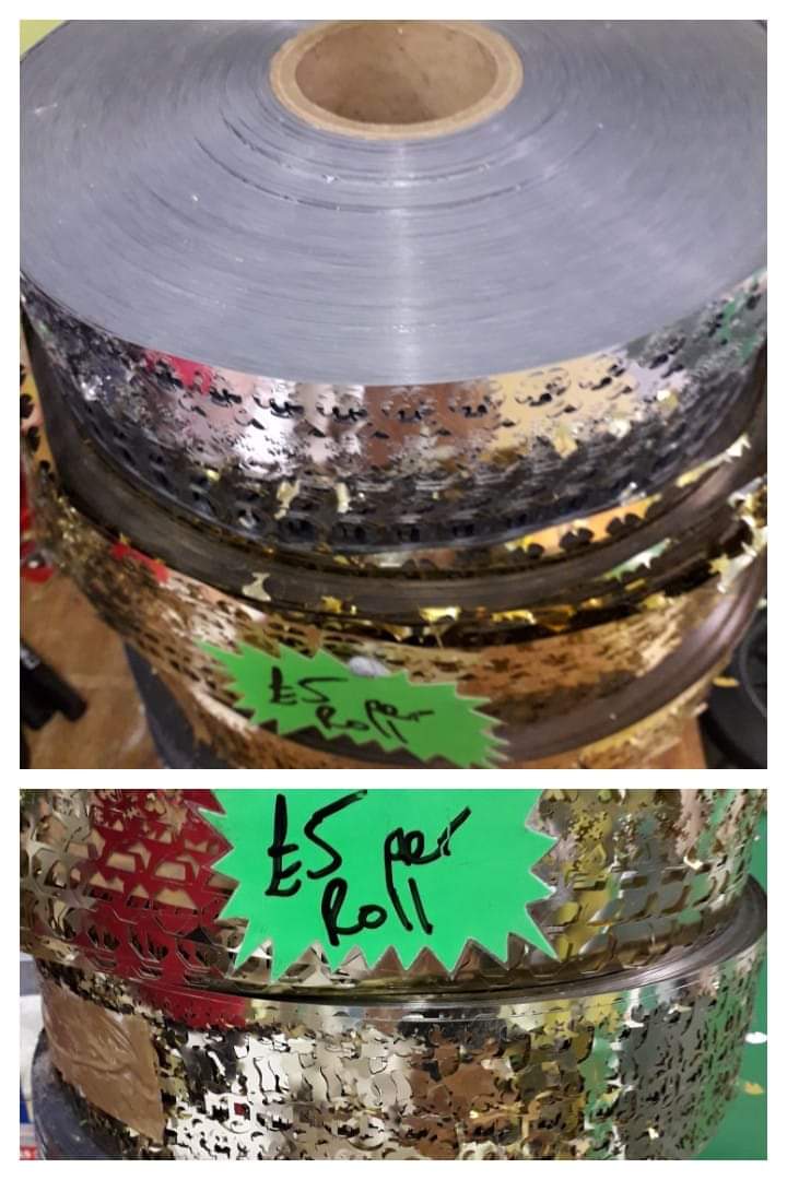 Wow, what a bargain, a big roll of #sequinwaste #punchinella for only £5. Silver and gold rolls available. They will last ages and keep your crafts sparkling 🌟