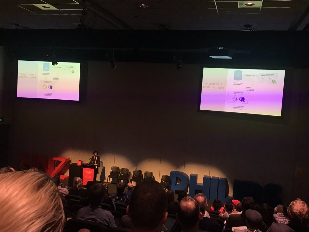 Kelly_Fraher's tweet photo. Delwyn and Shane sharing cool predictive modelling work for length of stay @i3waitematadhb #HiNZ2018 https://t.co/5wU3ta5I6o