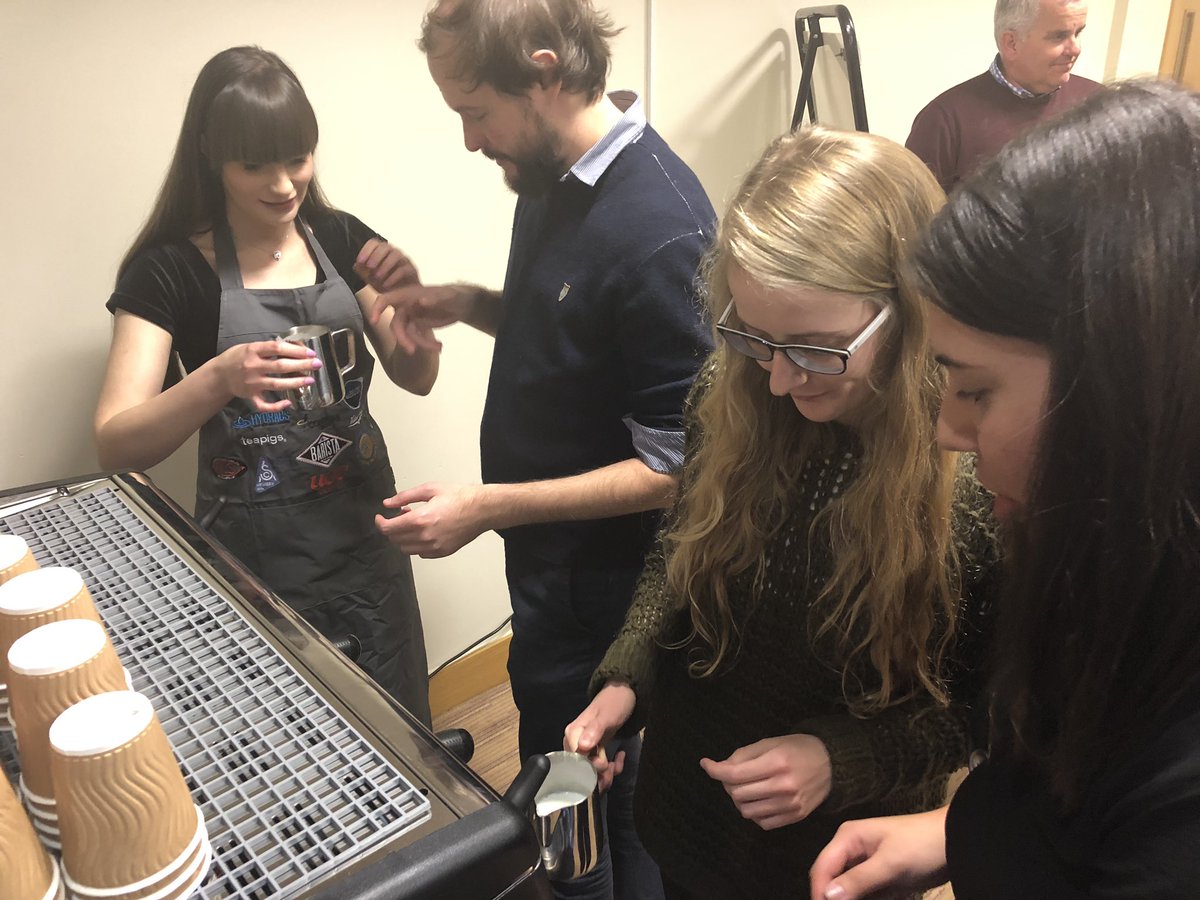 slovegrov's tweet photo. Connecting the coffee chain from milk, through to coffee and education! @WCMilk @UCCCoffeeUK @compassgroupuk @SCAEUK @raleigh_danny @scoob1972 https://t.co/pkOhZTbGyi