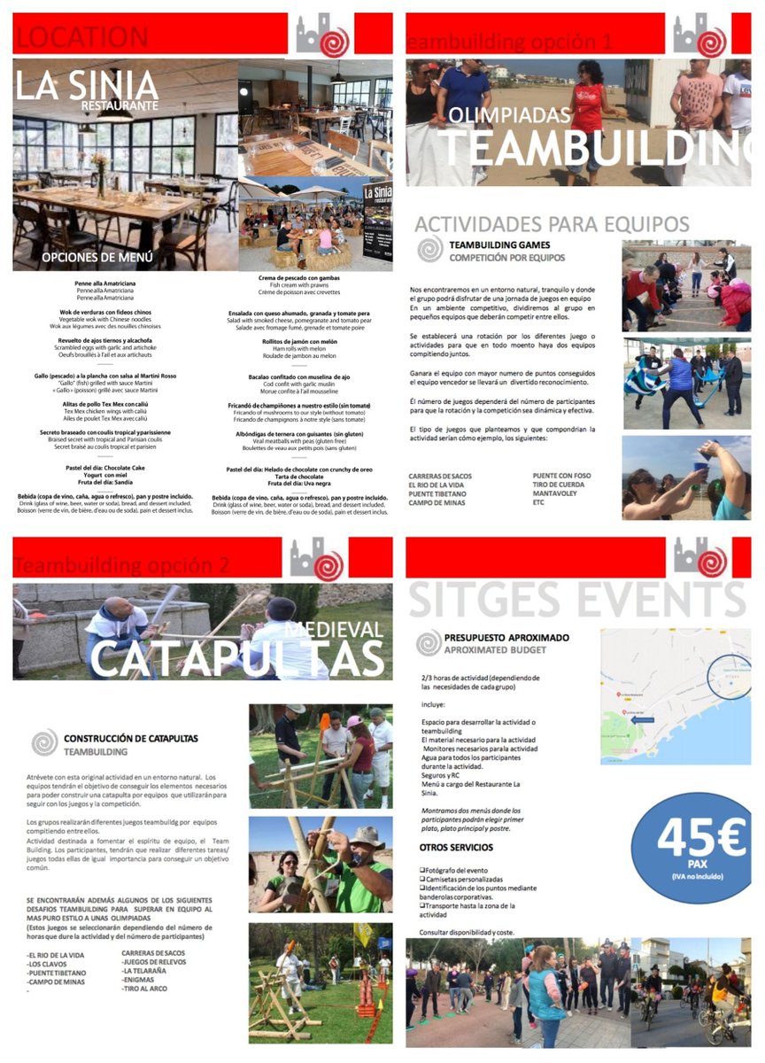 VisitSitges's tweet image. Proposta divertida per aquestes dates!
@FUNACCIO ens proposa un 2x1 x grups: 🙅‍teambulding + menú nadalenc🌲 a La Sinia! Xulo eh?
Diverteix-te amb jocs d'equip amb amics o companys de feina i després dinar nadalenc junts... t'agrada?  Tota la informació a buff.ly/2AdUDFH