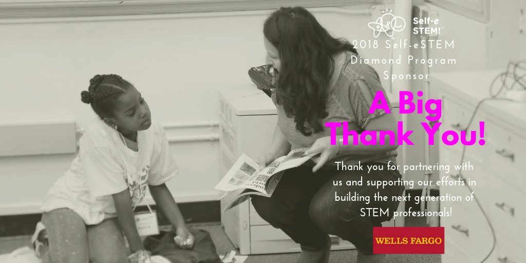 selfestemorg's tweet photo. We want to take a moment to thank @WellsFargo for their support! With their contribution, we were able to provide activities and opportunities for more than 150 girls to explore STEM careers. #Selfesteming #STEMmode #Self-eSTEM #GivingTuesday https://t.co/lBtXunjD6z