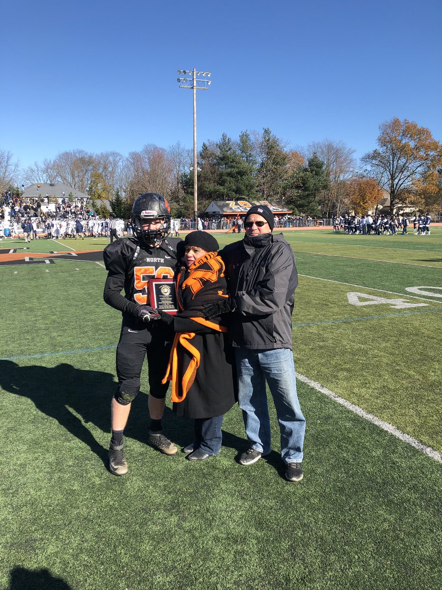MattFerriMHSN's tweet photo. Miss Donna &amp; Tom handing out the Thomas Fette Memorial Scholarship at halftime of the North-South game! #NMESpride #MTPSpride #WeLoveMissDonna https://t.co/N8vnmGhW9s