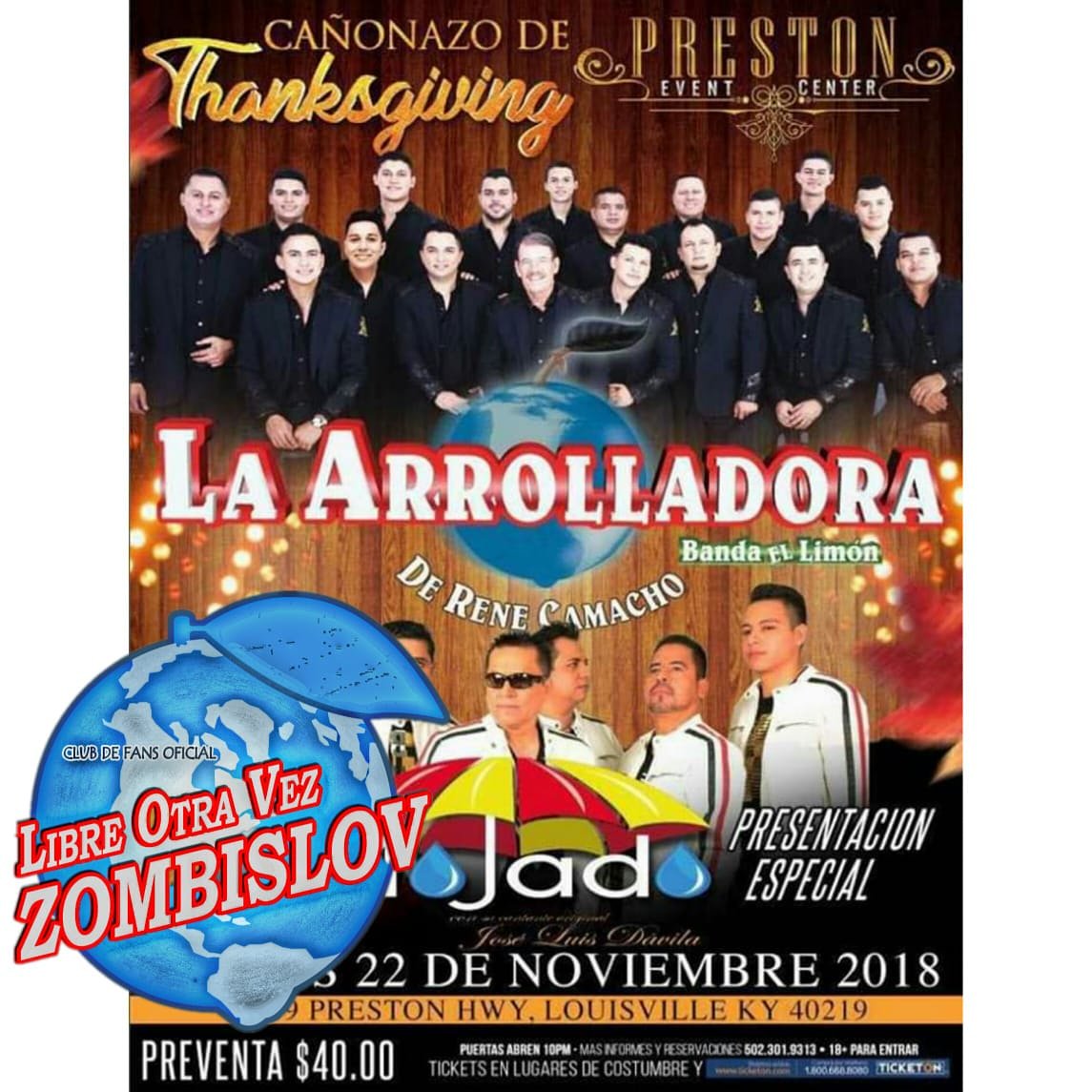 AnithaDuron's tweet photo. 📆 JUEVES 22 DE NOVIEMBRE‼
La Grandiosa Banda Del Momento, La Arrolladora Banda Limón De Don René Camacho💚😍
Se Presenta En: LOUISVILLE, KENTUCKY  ✈🎶
Con Un Show Espectacular Y Su Nueva Gira #CalidadyCantidad 
#TuEresLaRazon
#Tour2018 
#ConquistandoCiudades🌃
#ZombisLOV🍋💚 https://t.co/OKen9fwuDp