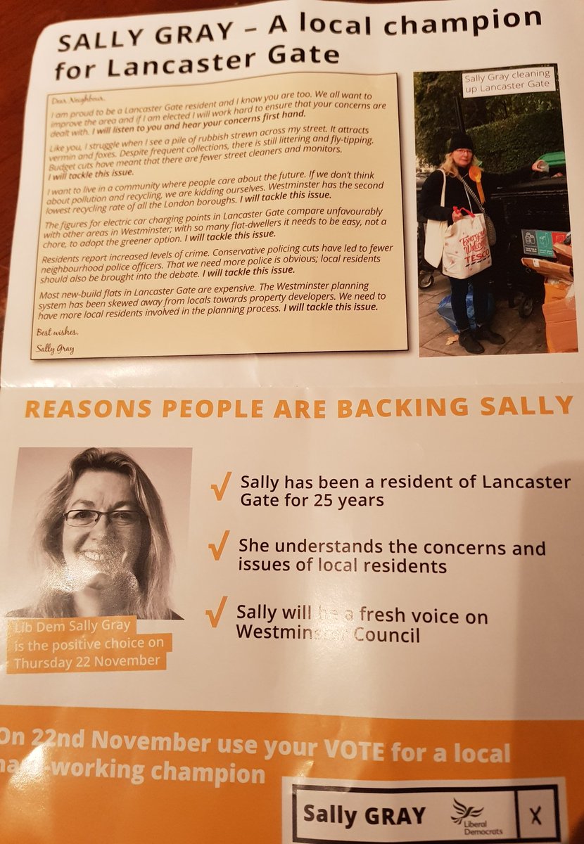 merleneemerson's tweet image. Good luck Sally Gray &amp;amp; Team @WminsterLibDems in byelection today. A local champion for #LancasterGate and a much needed @LibDems voice on #Westminster Council!