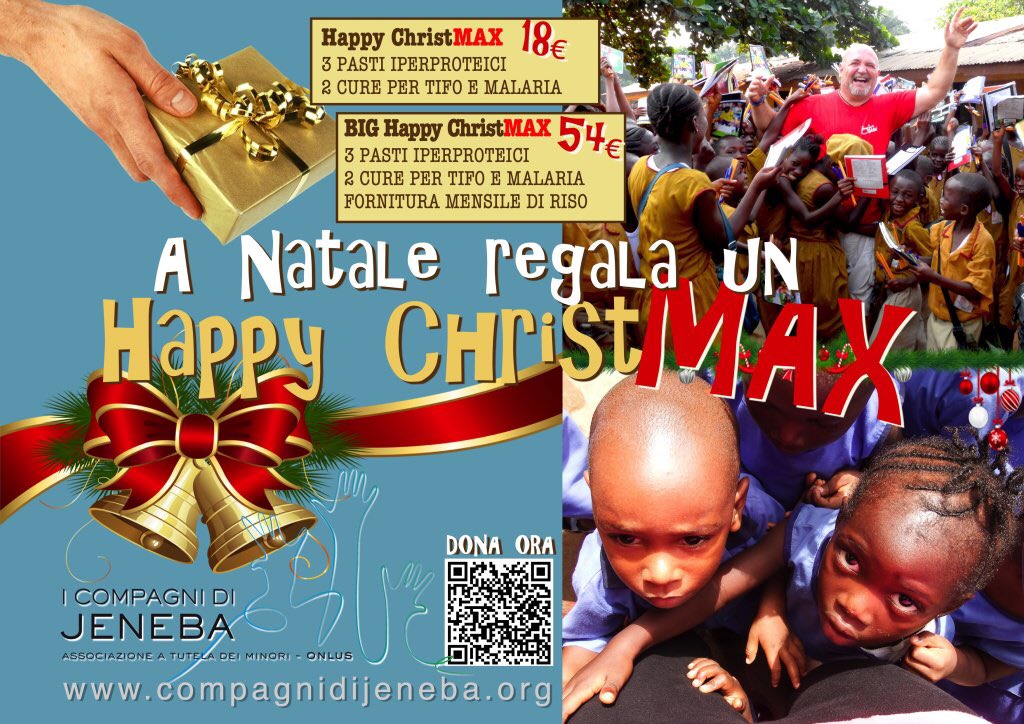 jeneba_onlus's tweet photo. Ma esiste un #BlackFriday anche per i poveri??
Domani non comprare!! DOMANI DONA UN #HAPPYCHRISTMAX (a prezzo intero) riceverai un BUONO per un #SORRISO di un #SIERRALONCINO de I Compagni di Jeneba onlus.
DONA ORA QUI https://t.co/yw7dJOuumq https://t.co/Oze4M3O359