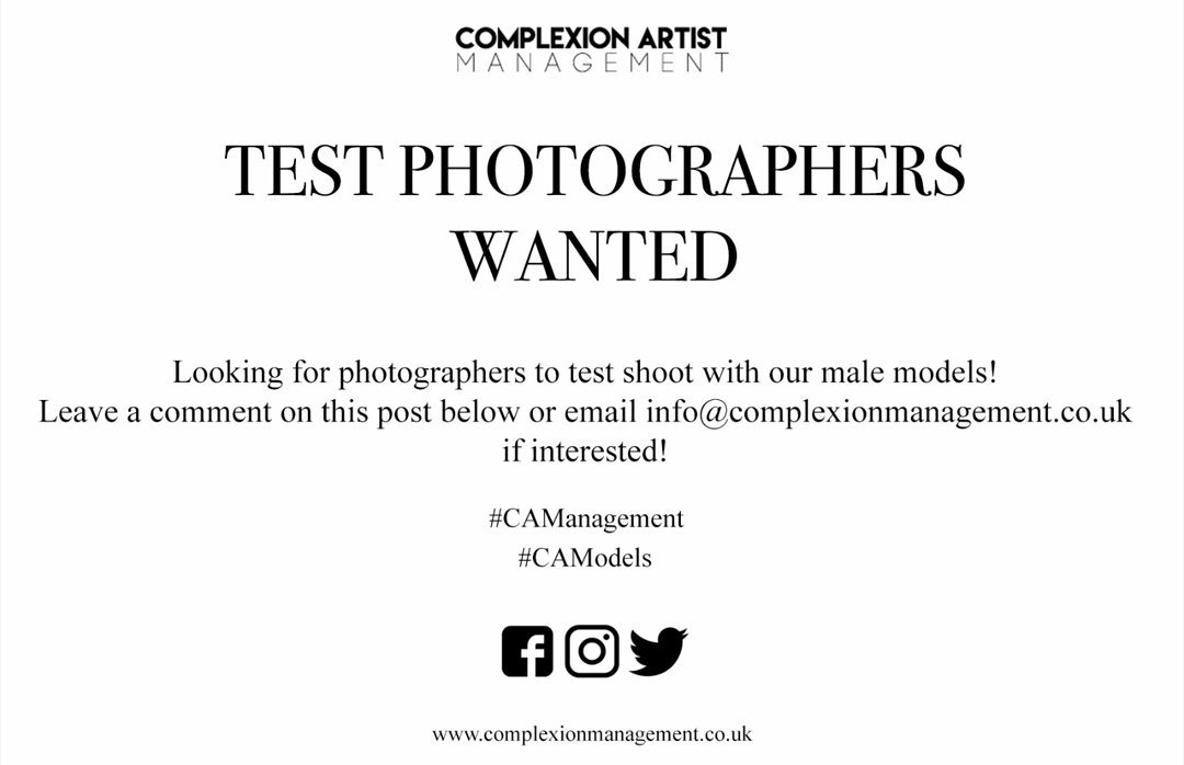 CAManagements's tweet image. TEST SHOOT PHOTOGRAPHERS WANTED! #CAManagement #CAModels #Photographers #TestShootPhotographers #TestShoot #RT