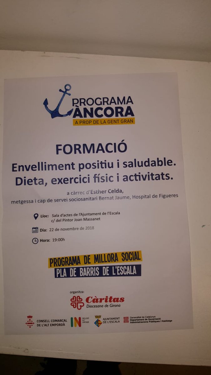 AltEmpordaIN's tweet photo. Aquesta tarda en el marc del programa Ancora per prevenir aïllament gent gran #pladebarris @EscalaMunicipal fem formació amb la Dra. Esther Celda, cap servei sociosanitari #HospitalFigueres sobre envelliment positiu i saludable #femsalut #envellimentactiu https://t.co/Rg4h5c8v15