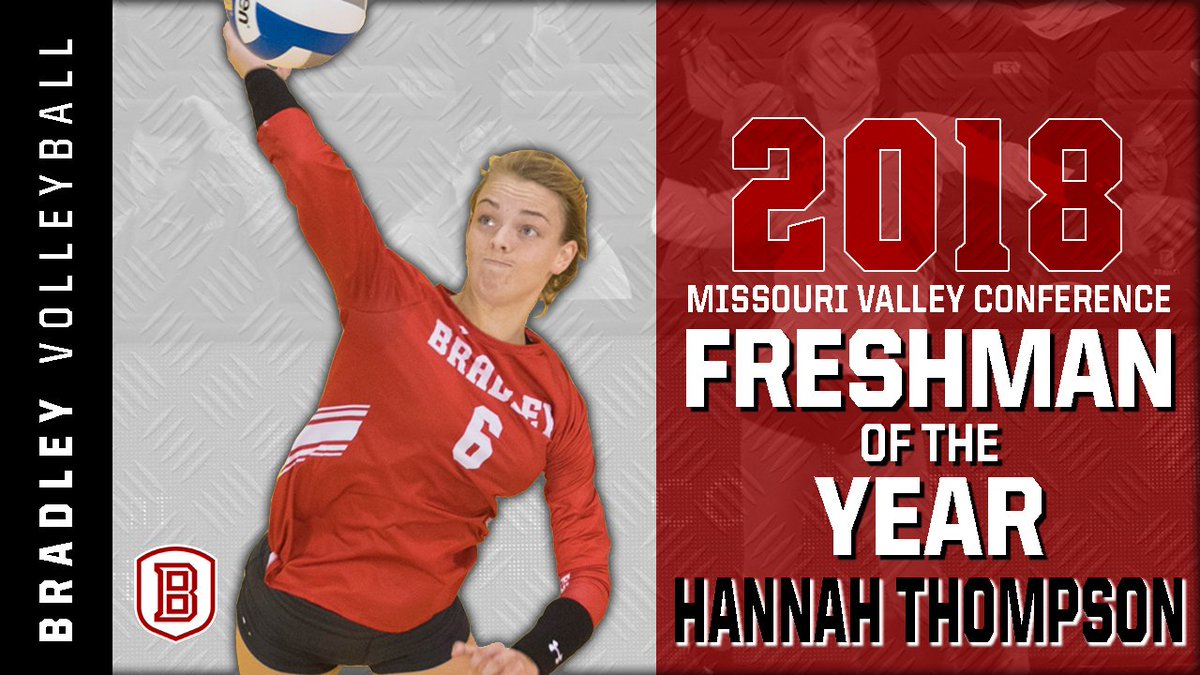 Congrats to 2018 <a href="/MVCsports/">Missouri Valley Conference</a> Freshman of the Year Hannah Thompson, who also earned 2nd-Team All-Valley honors.

Thompson joins Lindsay Stalzer as only Valley Freshman of the Year pick in program history &amp; is first Bradley freshman to earn All-MVC honors since 1993.