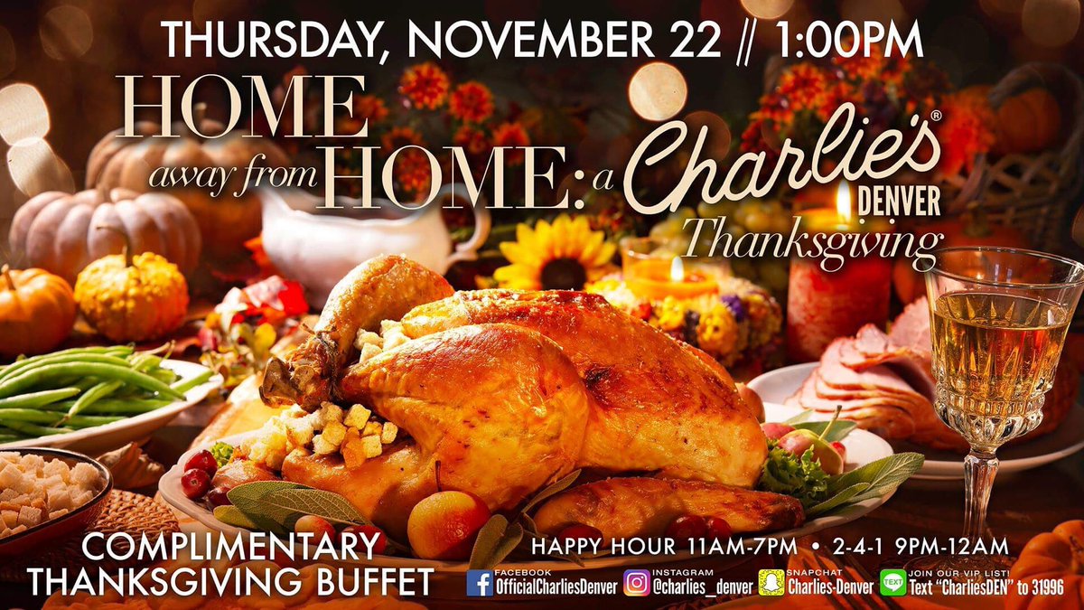 Charlies_Denver's tweet photo. The table is being set and we hope you all are hungry!! If you are away from family today or have no where to go please come spend your Thanksgiving Day with us and get stuffed! 🦃

#itsALWAYSaPARTY 🍻 https://t.co/14arojzfhv