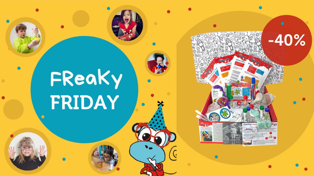 🌟 FREAKY FRIDAY offers 🌟

Make a start on your Christmas shopping and get a whopping 40% off your first box with our month to month Pico, Nano, Jumbo &amp; Curiositots subscriptions. Perfect presents for curious kids aged 4-11! 🎁 buff.ly/2BrPVpw
#giftideas #scienceforkids