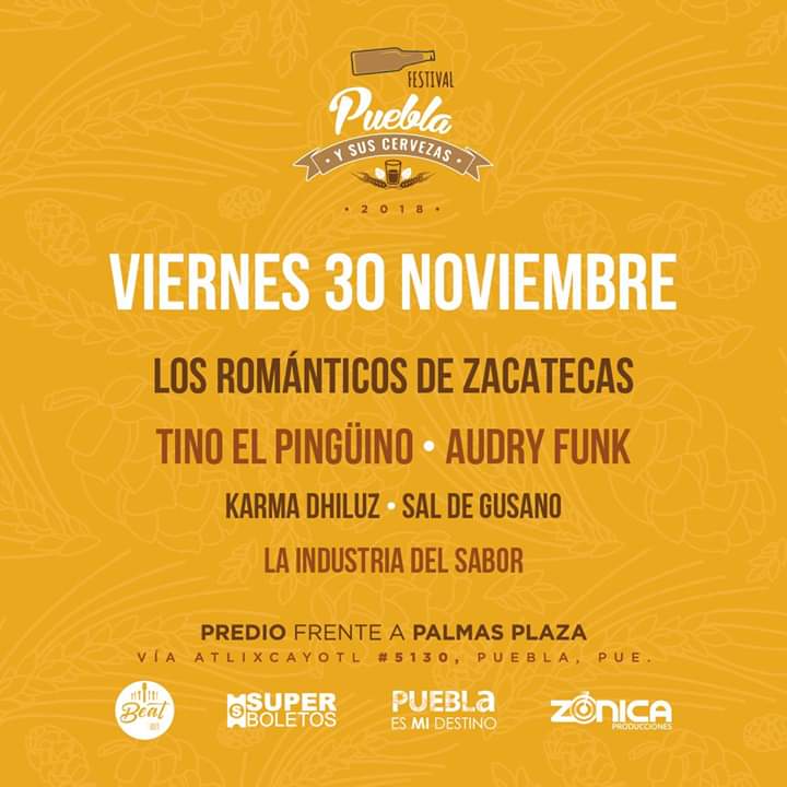 beatpueblamx's tweet photo. Listos para el día 2 #FestivalPueblaysusCervezas 
@losmasterplus @CarmenCostaBand 
@LosSnorks @Banda_Cosmica
@BeibisBoys #Relicario #PauGarcia
2a Fase $80 pesos
 Boletos en  @todorockpuebla1 @musa_artandfood #TravelFactory #BesoDeMalta #TeatroMetropolitano https://t.co/XdyQR4Ym9U https://t.co/h62vvvW33M