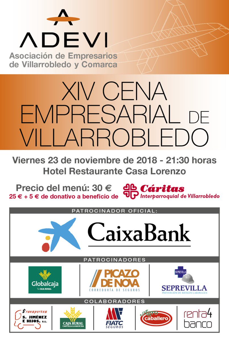 Cena Empresarial y Entrega XIV Premios Quijote ADEVI 2018 adevi.org/cena-empresari…